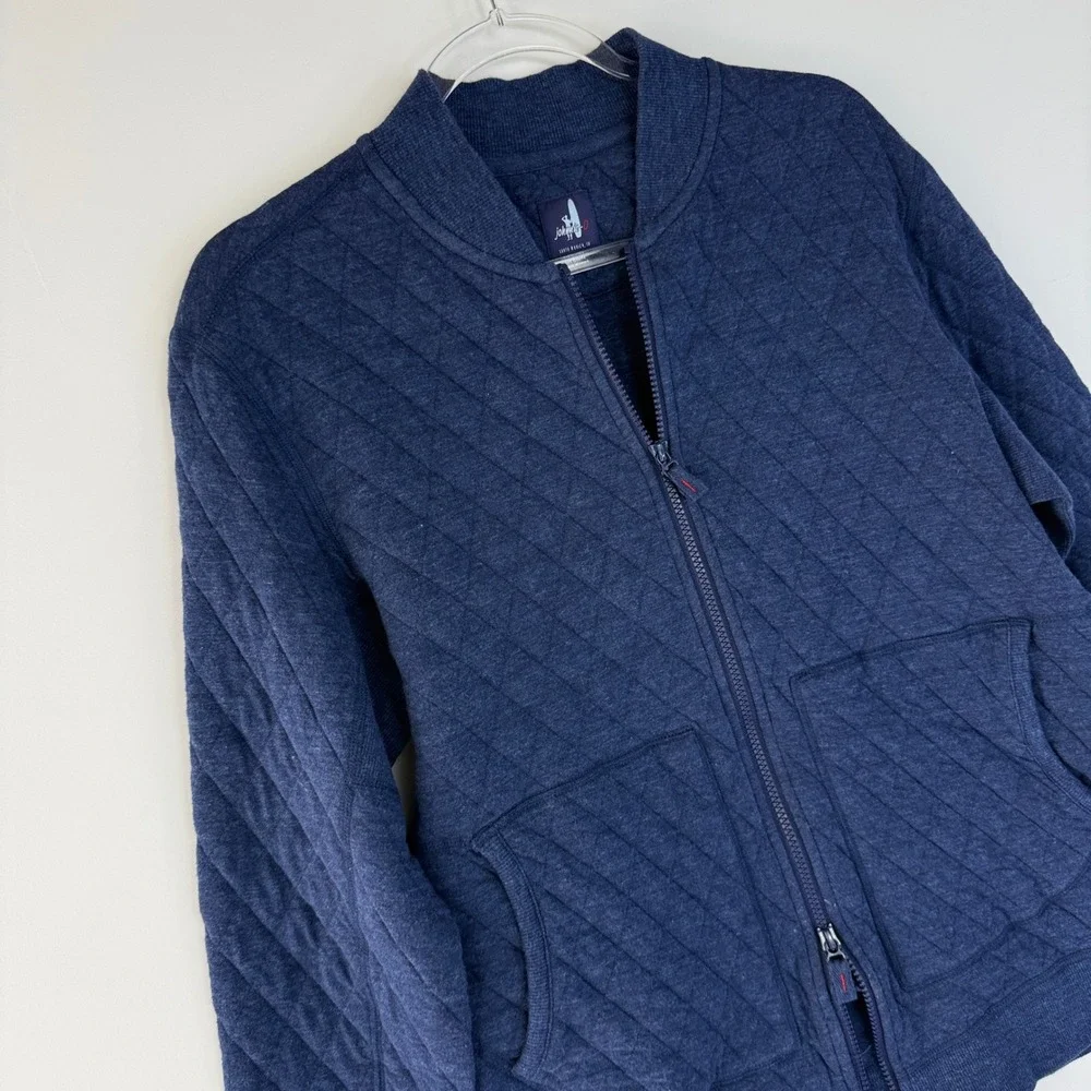 Johnnie-O Bently Quilted Baseball Jacket Mens Medium Wake Blue JMJK1830